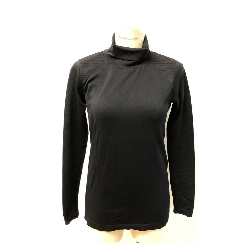 Athleta Flurry Blizzard‎ Rib Turtleneck Women Medium Black Thumbhole Minimalist